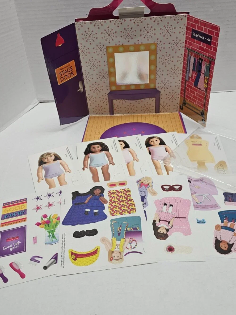 American Girl Fashion Show Stage Paper Dolls Play Set Outfits Fold Out Cardboard
